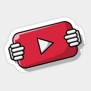 Hand Holding Play Button Sticker